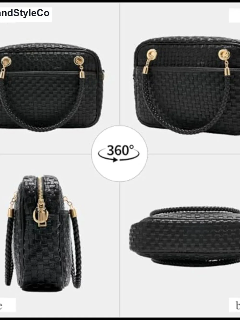 Woven Checkered Crossbody Bag for Women Vegan Leather Satchel Purse with